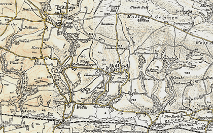 Old map of Molland in 1900