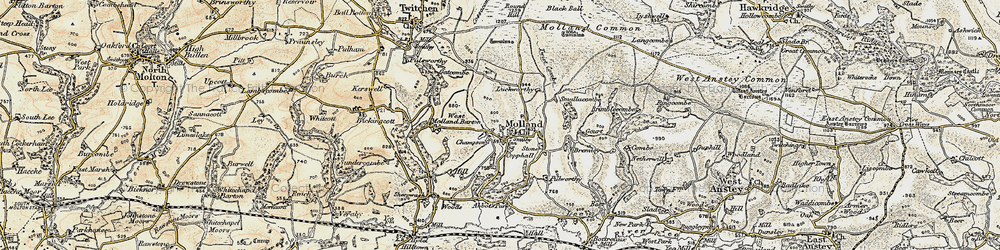 Old map of Molland in 1900