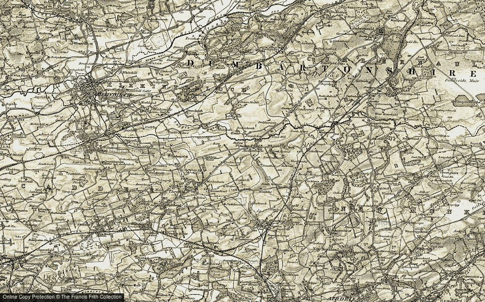 Old Map of Historic Map covering Leckethill in 1904-1905