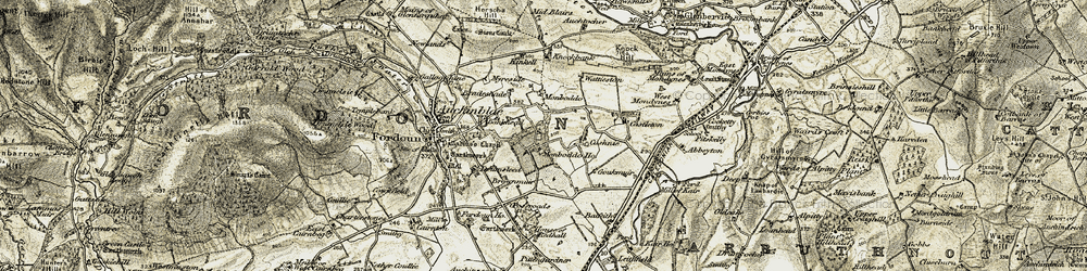 Old map of Abbeyton in 1908-1909