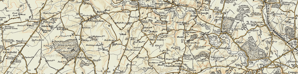 Old map of Monewden in 1898-1901
