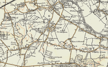Old map of Moneyrow Green in 1897-1909