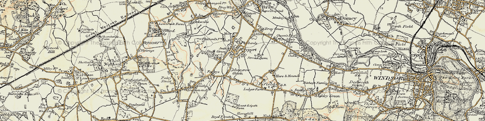 Old map of Moneyrow Green in 1897-1909