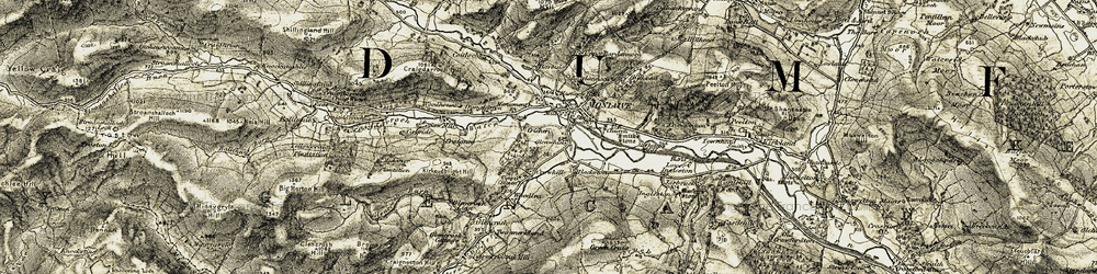 Old map of Moniaive in 1904-1905