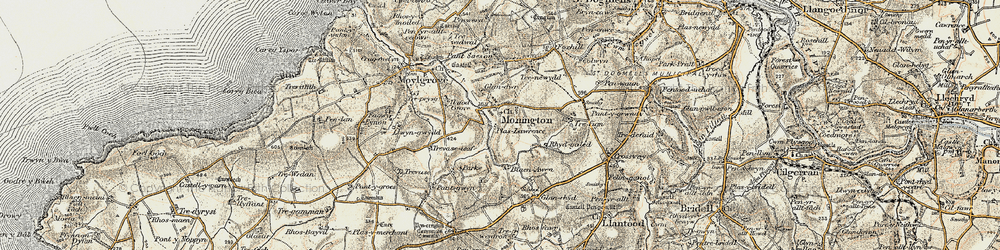 Old map of Monington in 1901