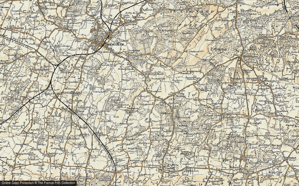 Old Map of Monk's Gate, 1898 in 1898