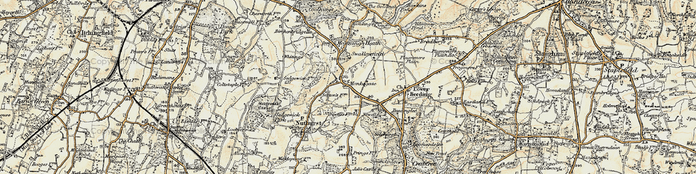 Old map of Monk's Gate in 1898