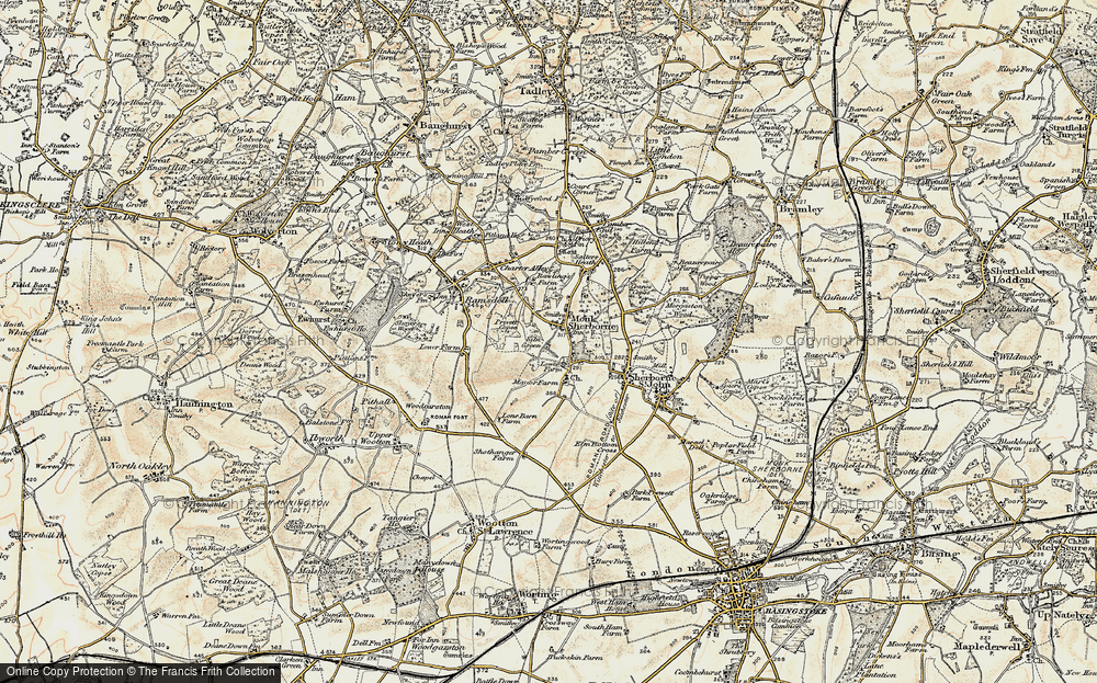 Old Map of Monk Sherborne, 1897-1900 in 1897-1900