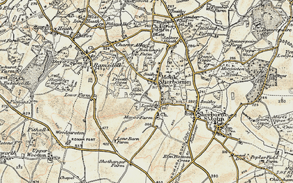 Old map of Monk Sherborne in 1897-1900