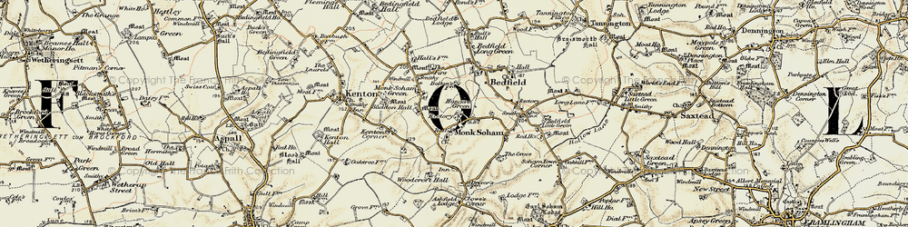 Old map of Monk Soham in 1898-1901