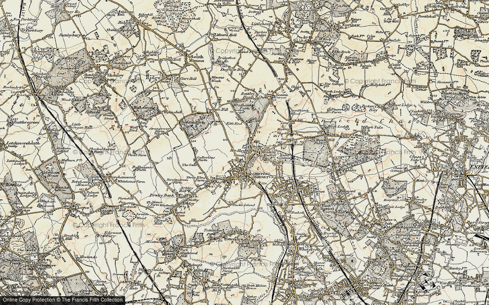 Old Map of Monken Hadley, 1897-1898 in 1897-1898