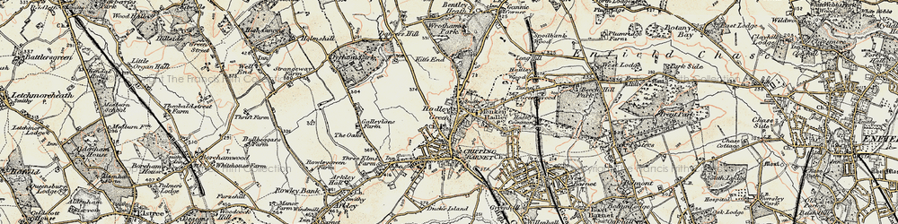 Old map of Monken Hadley in 1897-1898