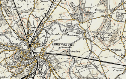 Old map of Monkmoor in 1902