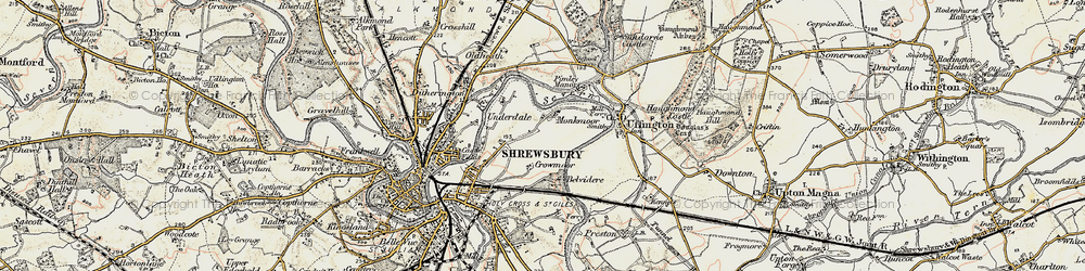 Old map of Monkmoor in 1902