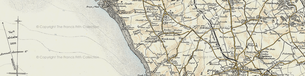 Old map of Monknash in 1899-1900