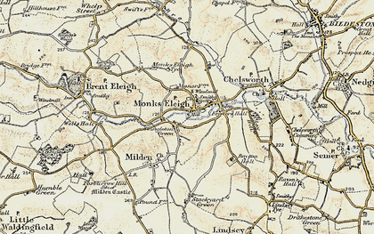 Old map of Monks Eleigh in 1899-1901
