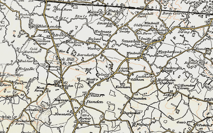 Old map of Monks Hill in 1897-1898