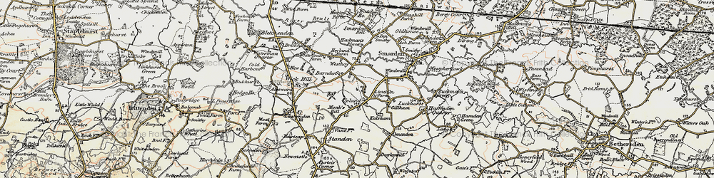 Old map of Monks Hill in 1897-1898