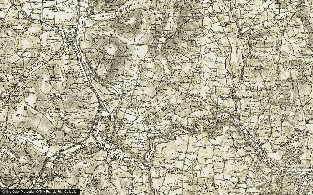 Old Map of Historic Map covering Whiterashes in 1909-1910