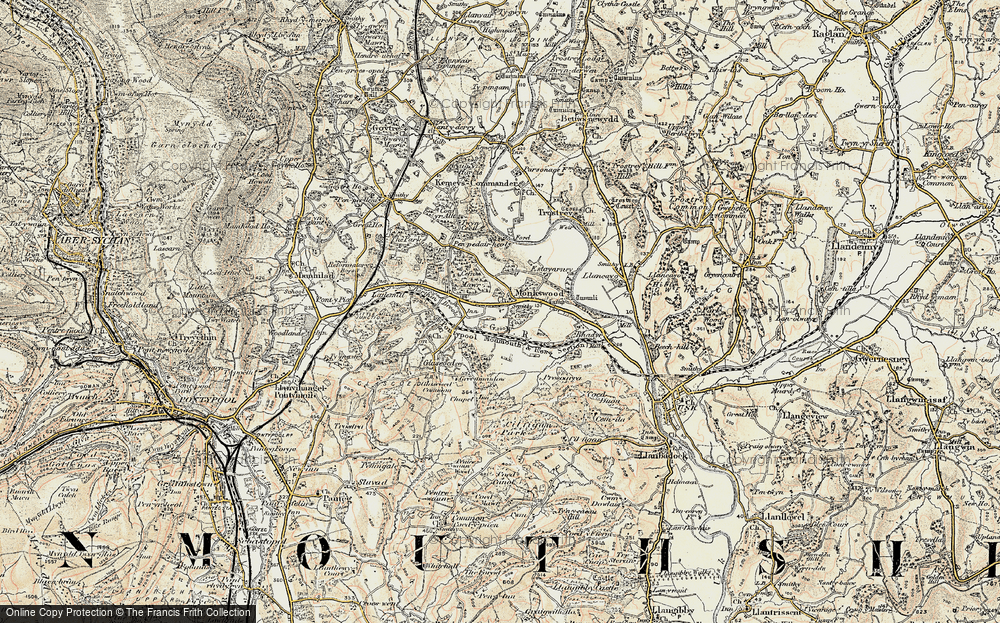 Old Map of Historic Map covering Berthin Brook in 1899-1900