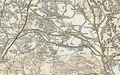 Old map of Berthin Brook in 1899-1900