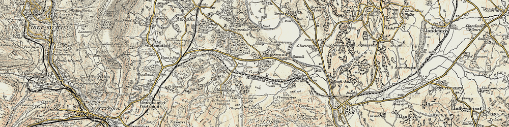 Old map of Berthin Brook in 1899-1900