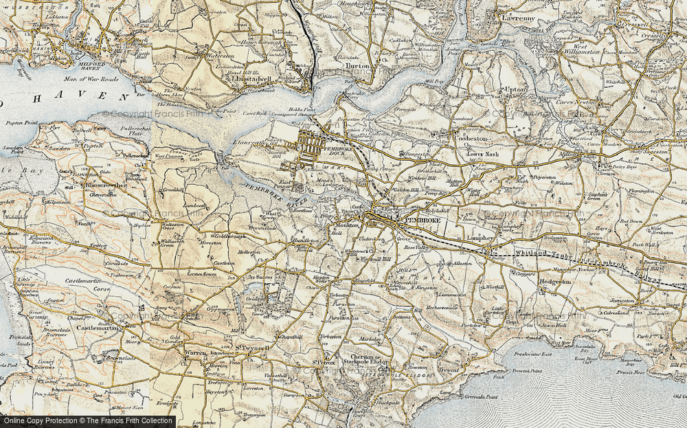 Old Map of Historic Map covering Windmill Hill in 1901-1912
