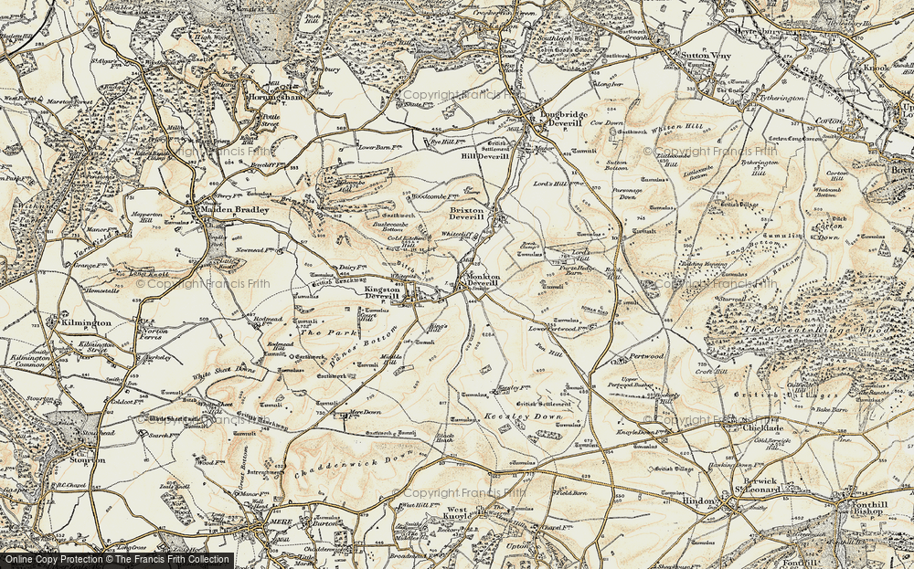 Old Map of Monkton Deverill, 1897-1899 in 1897-1899
