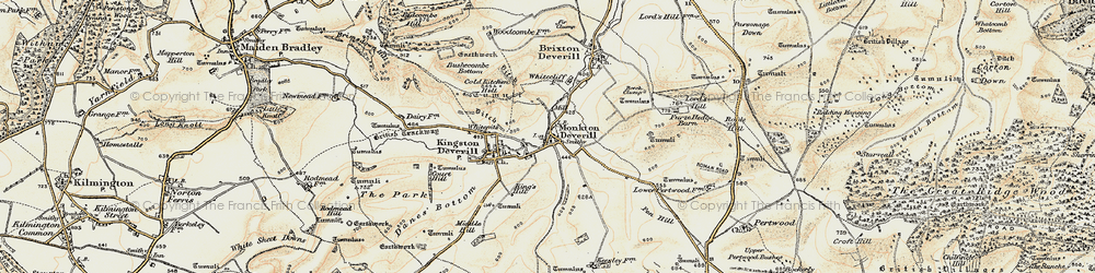 Old map of Monkton Deverill in 1897-1899
