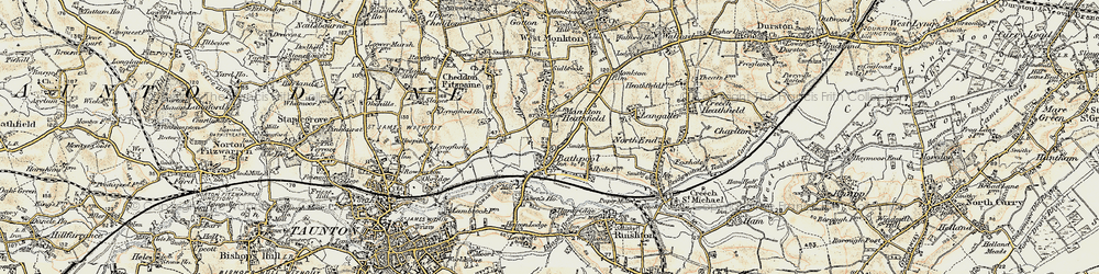 Old map of Monkton Heathfield in 1898-1900