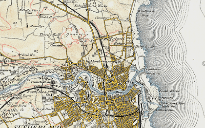 Old map of Monkwearmouth in 1901-1904