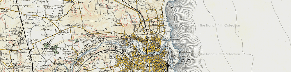 Old map of Monkwearmouth in 1901-1904