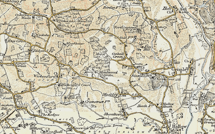 Old map of Monkwood Green in 1899-1902