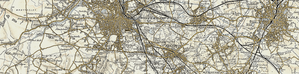 Old map of Monmore Green in 1902