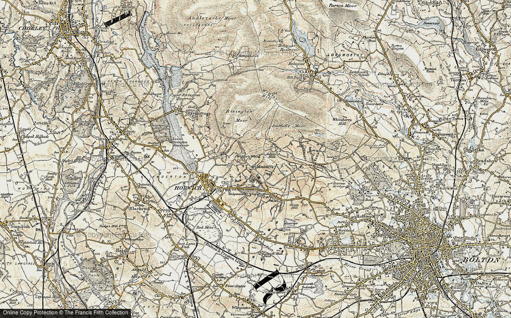 Old Map of Historic Map covering Adam Hill in 1903