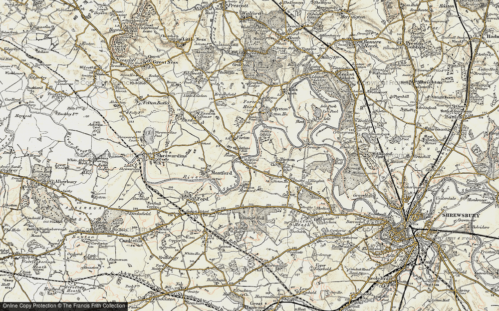 Old Map of Montford Bridge, 1902 in 1902