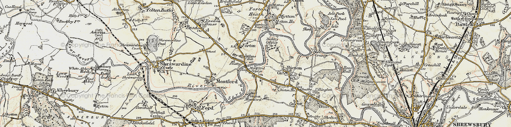 Old map of Montford Bridge in 1902