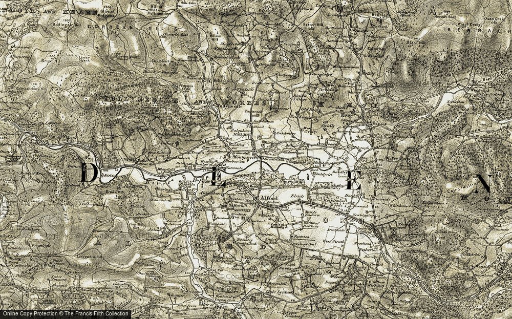 Old Map of Montgarrie, 1908-1910 in 1908-1910