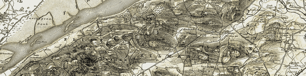 Old map of Montquhanie in 1906-1908