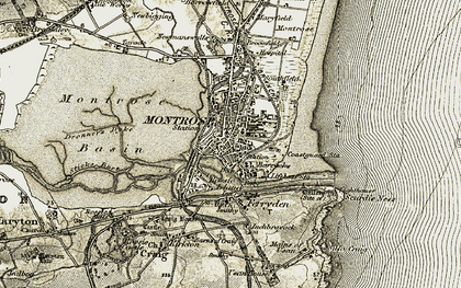 Old map of Montrose in 1907-1908