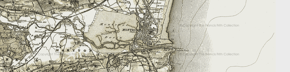 Old map of Links of Montrose in 1907-1908