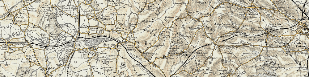 Old map of Monwode Lea in 1901-1902