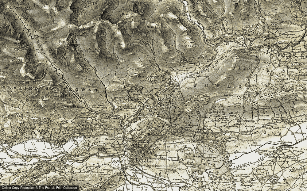 Old Map of Monzie, 1906-1907 in 1906-1907