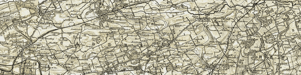 Old map of Moodiesburn in 1904-1905
