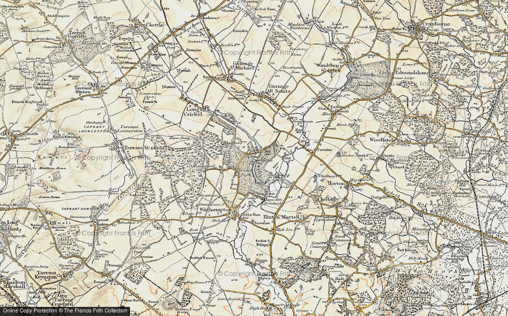Old Map of Historic Map covering Crichel Ho in 1897-1909