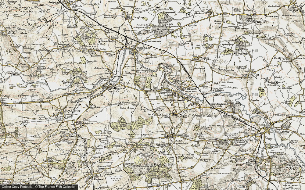 Old Map of Historic Map covering Wetherby Grange in 1903-1904