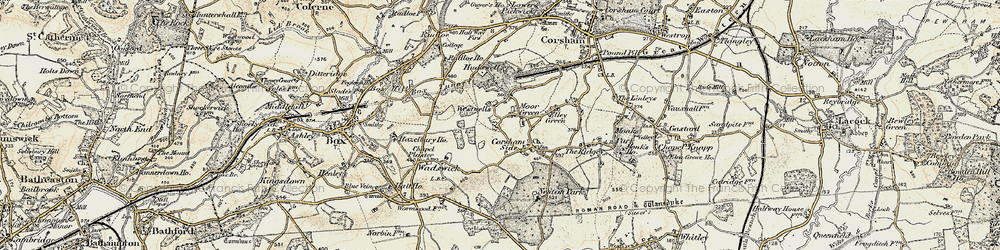 Old map of Moor Green in 1899