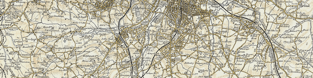 Old map of Moor Green in 1901-1902