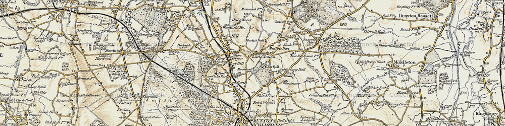 Old map of Moor Hall in 1901-1902