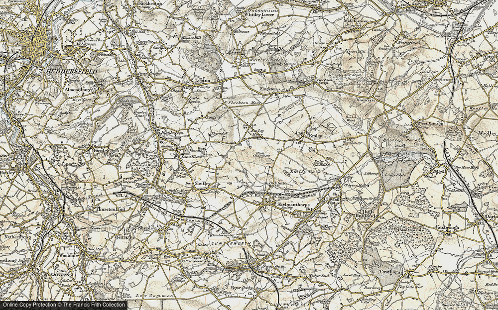 Old Map of Historic Map covering Emley Moor in 1903